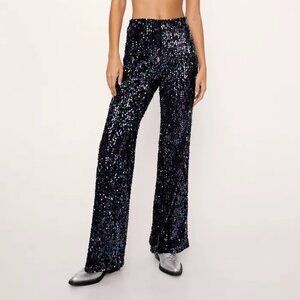 Nasty Gal Velvet Sequin Flare Pants (NWT)